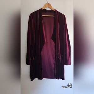Burgundy velvet cardigan